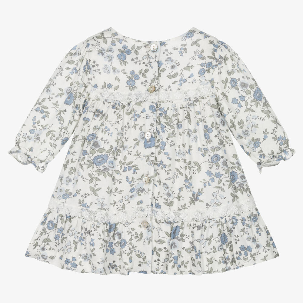 Tartine et Chocolat-Girls Ivory & Blue Floral Dress | Childrensalon Outlet