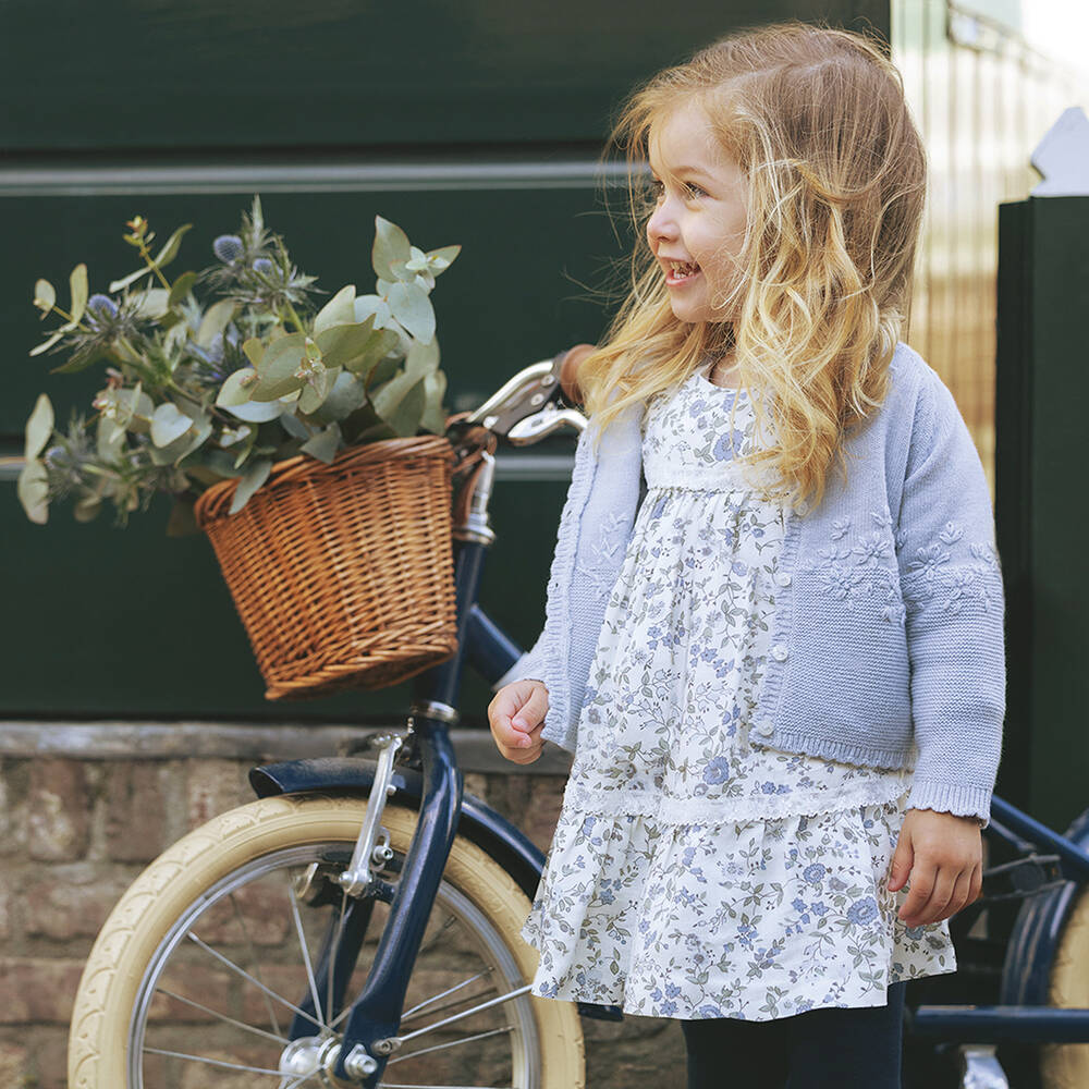 Tartine et Chocolat-Girls Ivory & Blue Floral Dress | Childrensalon Outlet