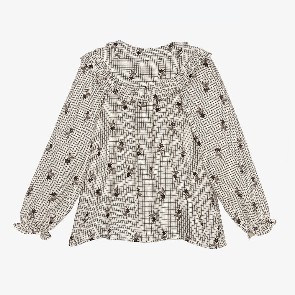 Tartine et Chocolat-Кремовая блузка в клетку для девочек | Childrensalon Outlet