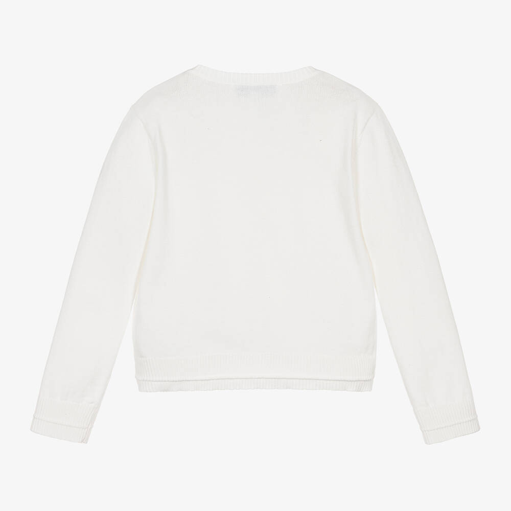 Tartine et Chocolat-Girls Ivory Cotton Flower Cardigan | Childrensalon Outlet