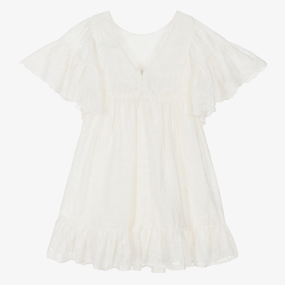 Tartine et Chocolat - Girls Ivory Cotton Lace Dress | Childrensalon Outlet