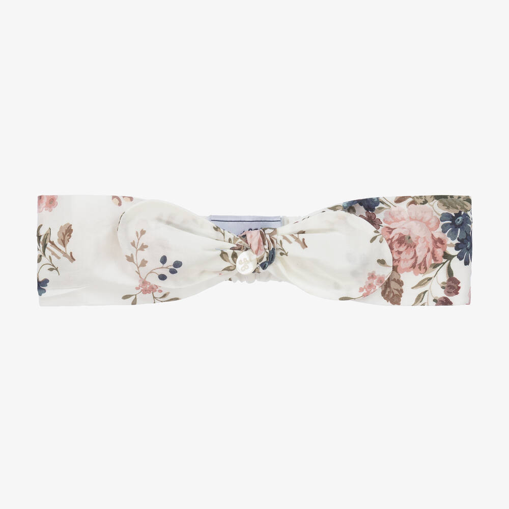 Tartine et Chocolat - Bandeau fleuri Liberty ivoire Fille | Childrensalon