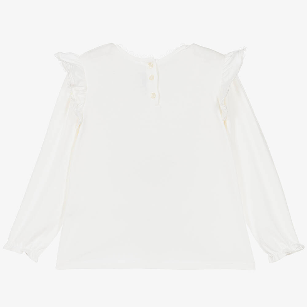 Tartine et Chocolat-Girls Ivory Cotton & Modal Lace Blouse | Childrensalon Outlet