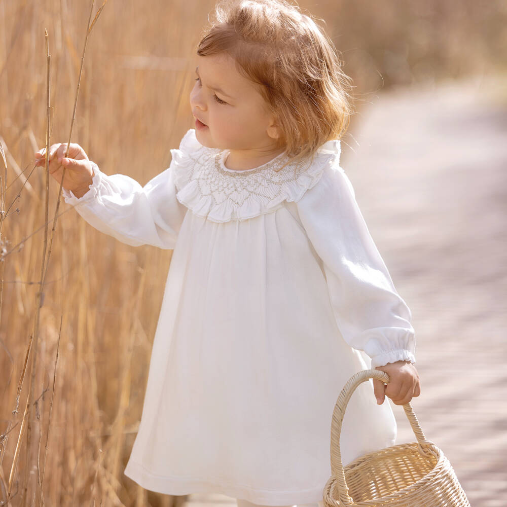 Tartine et Chocolat-فستان كريب فيسكوز لون عاجي | Childrensalon Outlet