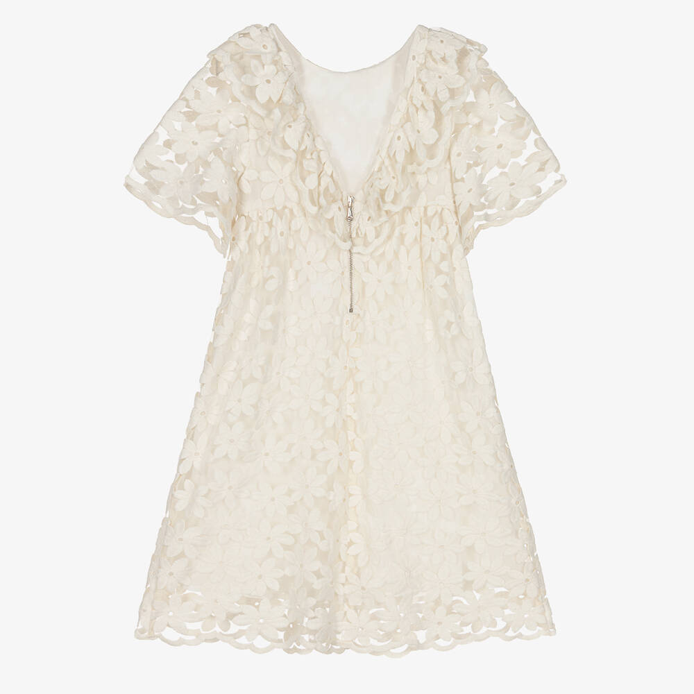 Tartine et Chocolat-Кремовое платье с вышитыми цветами | Childrensalon Outlet