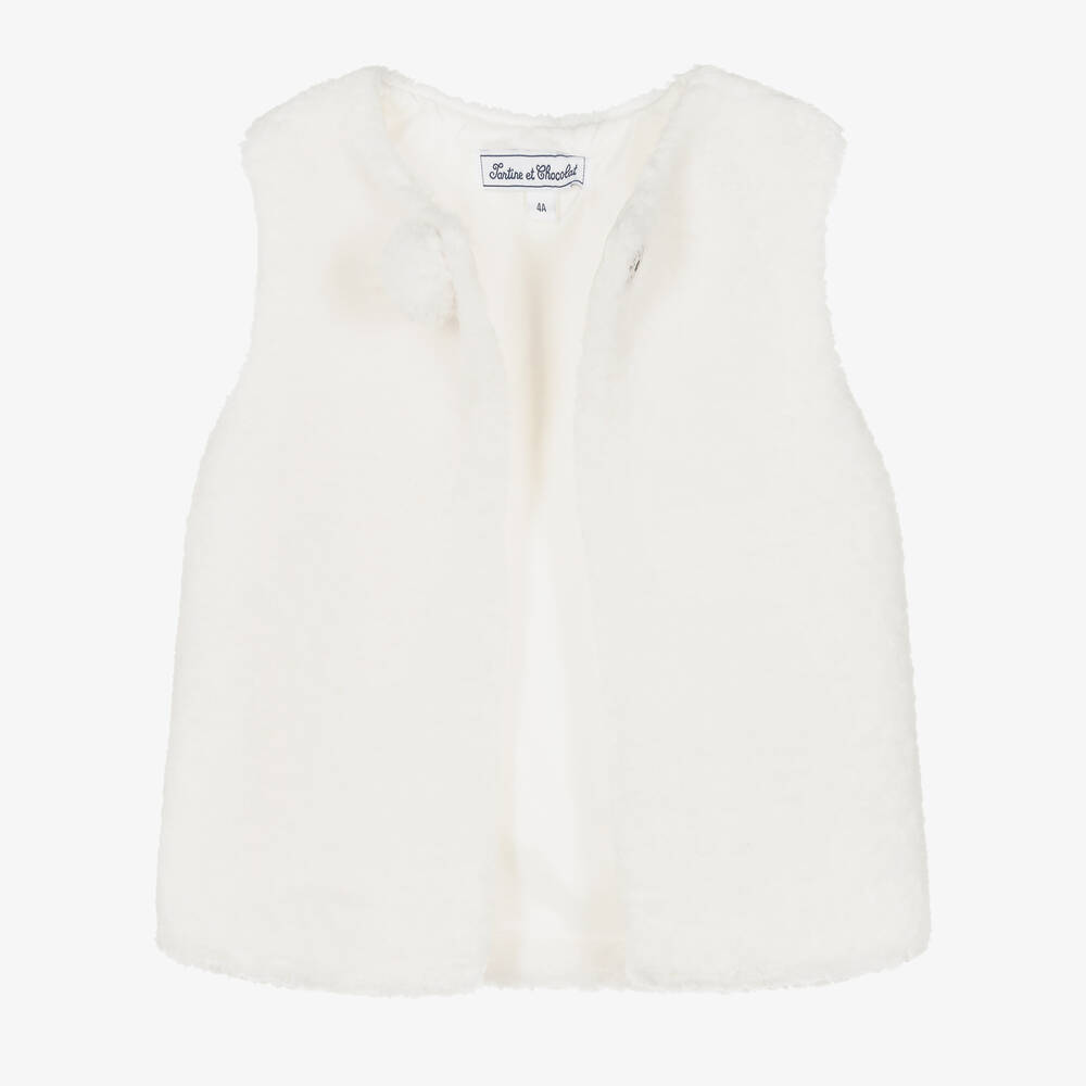 Tartine et Chocolat-جيليه فرو صناعي لون عاجي للبنات | Childrensalon Outlet