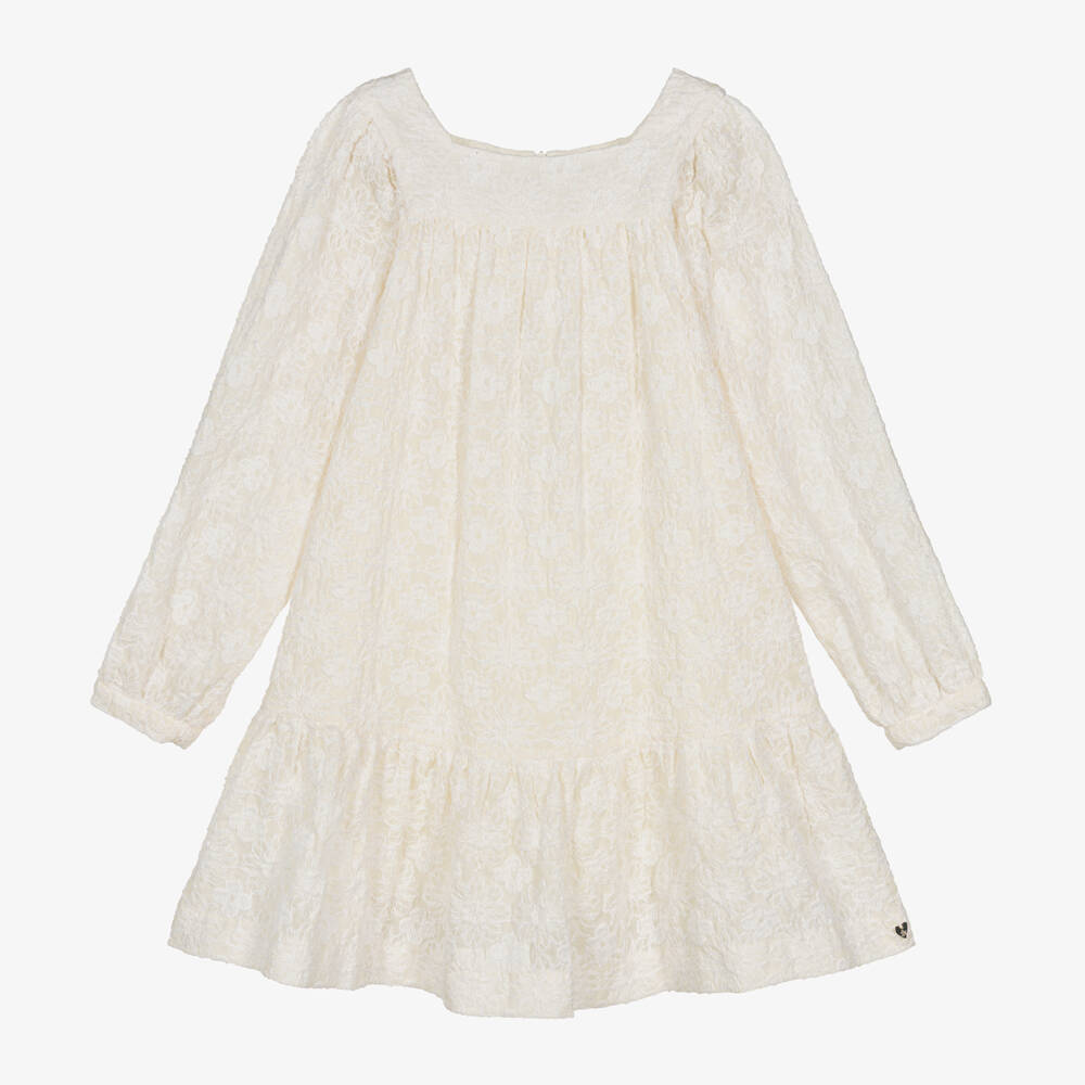 Tartine et Chocolat-Girls Ivory Floral Cotton Dress | Childrensalon Outlet
