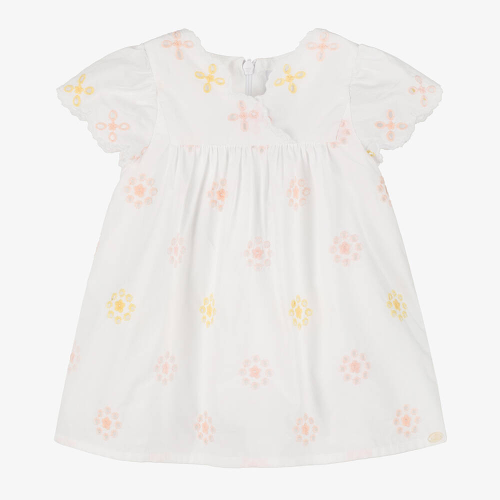 Tartine et Chocolat-Girls Ivory Floral Cutwork Dress | Childrensalon Outlet
