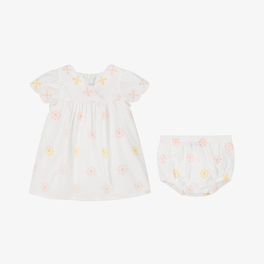 Tartine et Chocolat-Girls Ivory Floral Cutwork Dress | Childrensalon Outlet