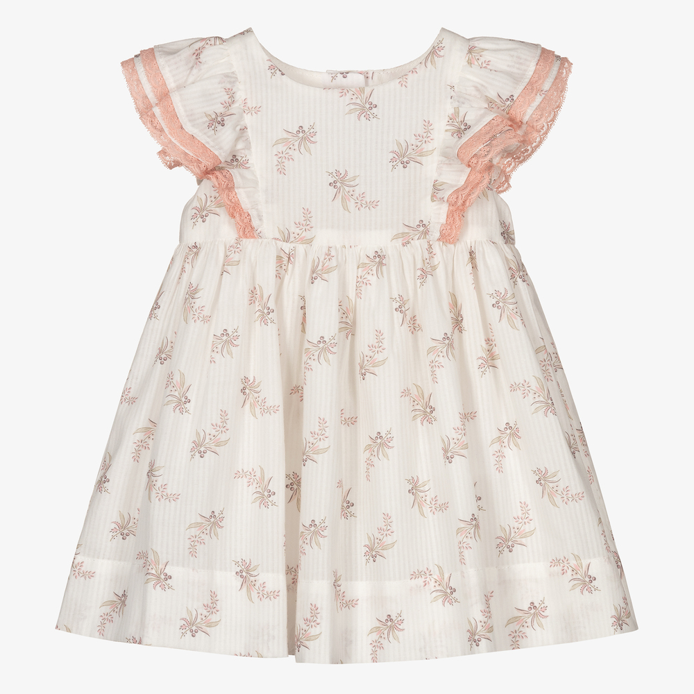 Tartine et Chocolat - Girls Ivory Floral Dress | Childrensalon