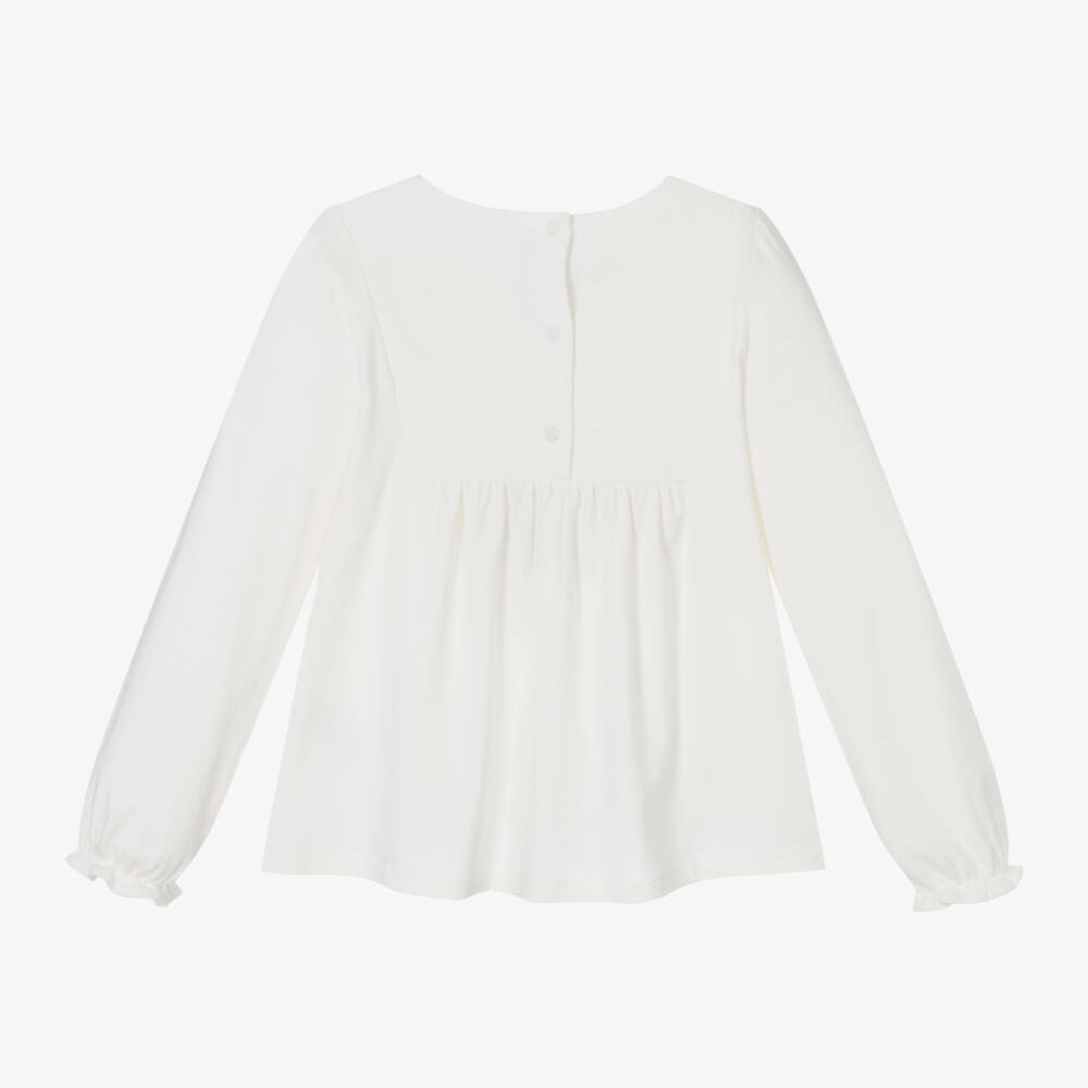 Tartine et Chocolat-Girls Ivory Floral Embroidered Blouse | Childrensalon Outlet