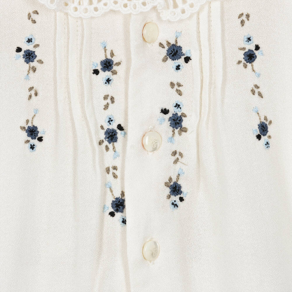 Tartine et Chocolat-Кремовая блузка с вышивкой ручной работы | Childrensalon Outlet