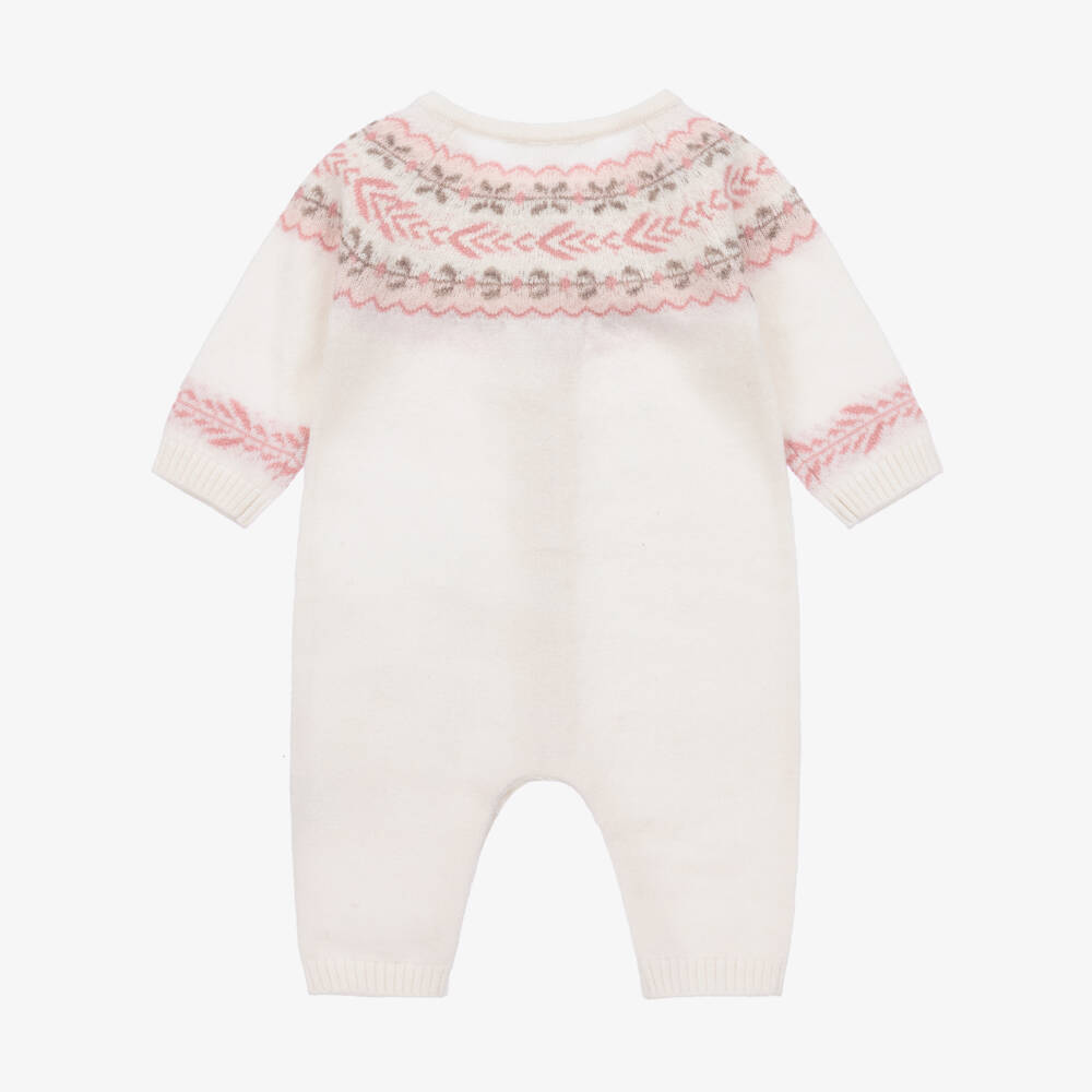 Tartine et Chocolat-Girls Ivory Floral Knit Romper | Childrensalon Outlet
