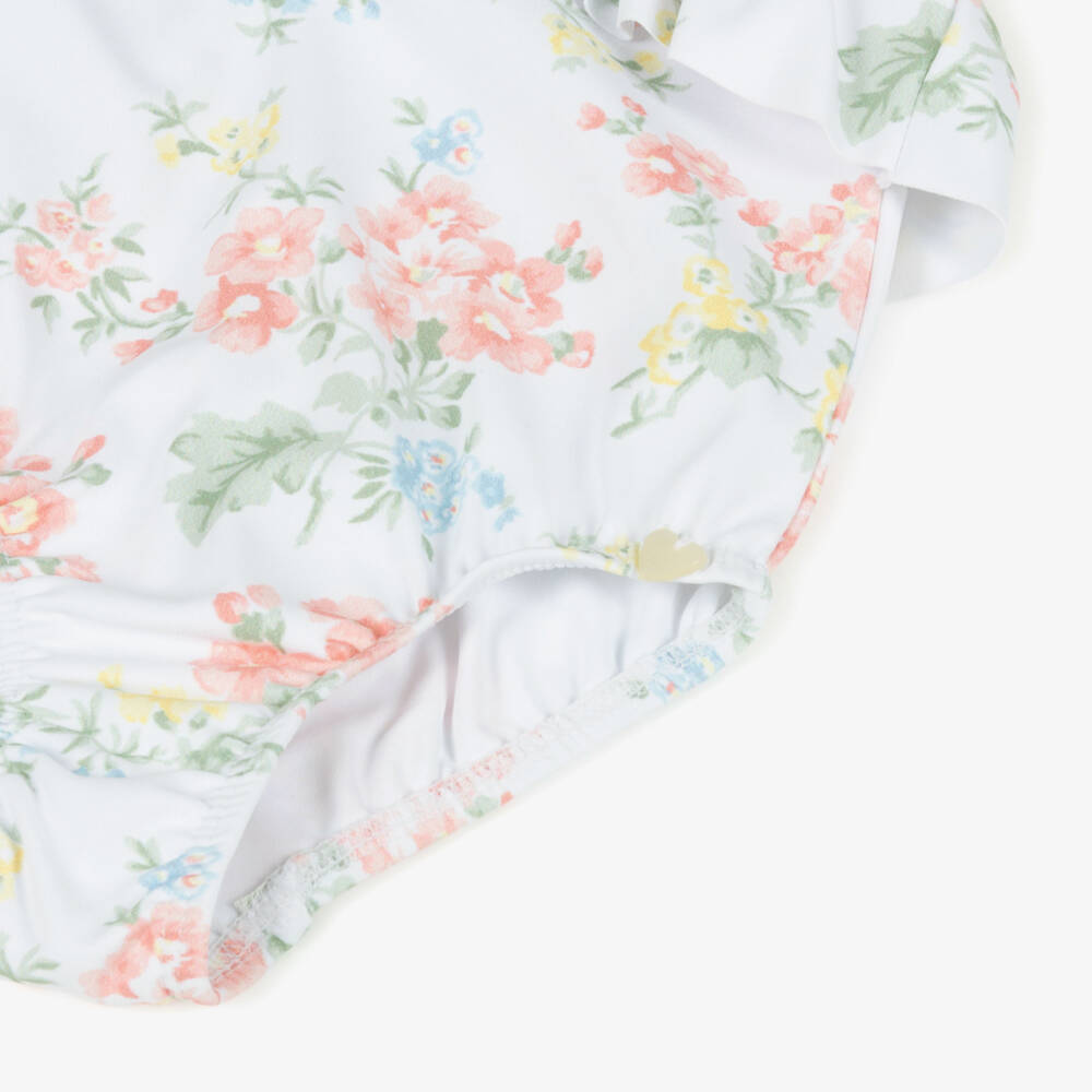 Tartine et Chocolat-Girls Ivory Floral Ruffle Swimsuit | Childrensalon Outlet