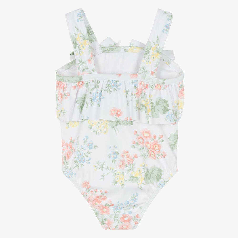 Tartine et Chocolat-Girls Ivory Floral Ruffle Swimsuit | Childrensalon Outlet