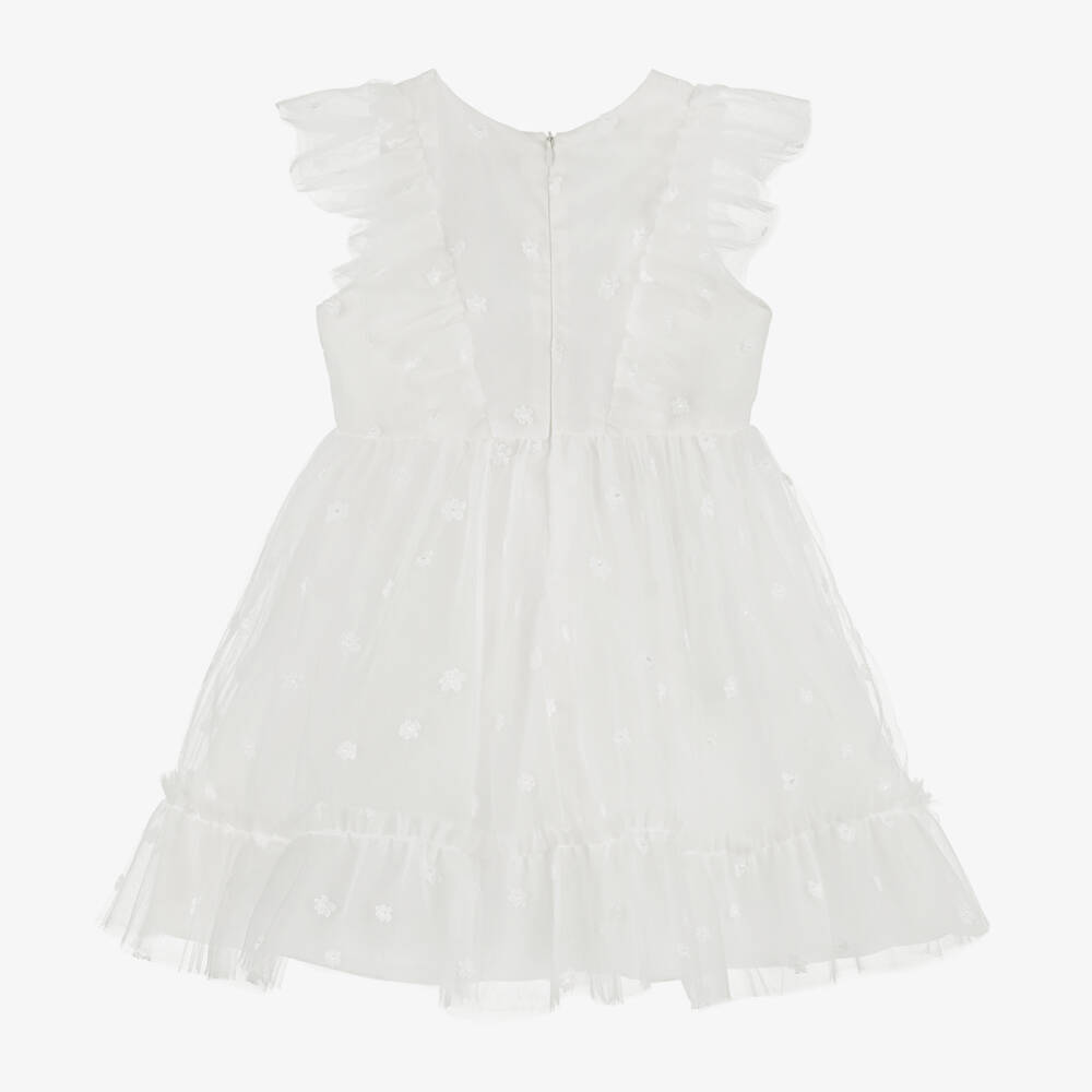 Tartine et Chocolat-Girls Ivory Floral Tulle Gown | Childrensalon Outlet