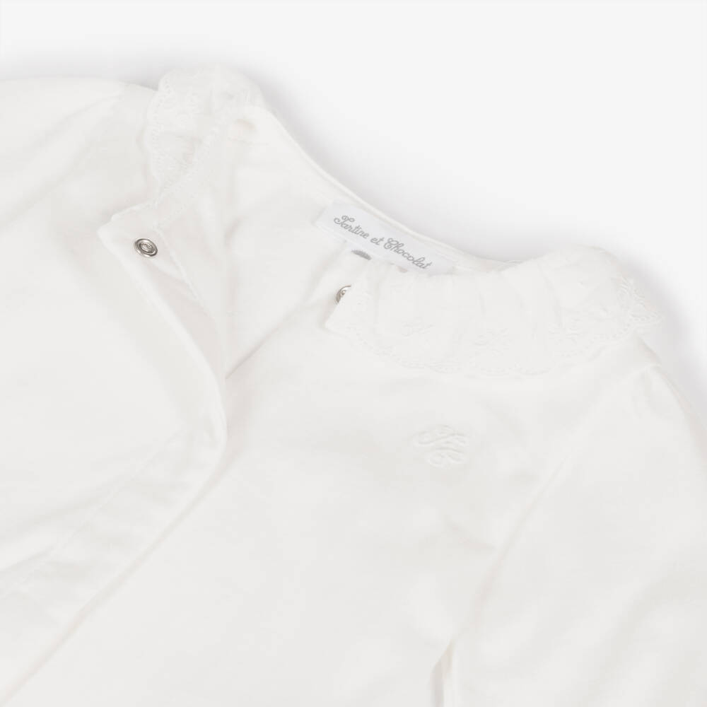 Tartine et Chocolat-Girls Ivory Frilled Bodysuit | Childrensalon Outlet