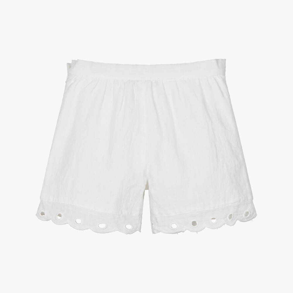 Tartine et Chocolat-Girls Ivory Linen Breezy Shorts | Childrensalon Outlet