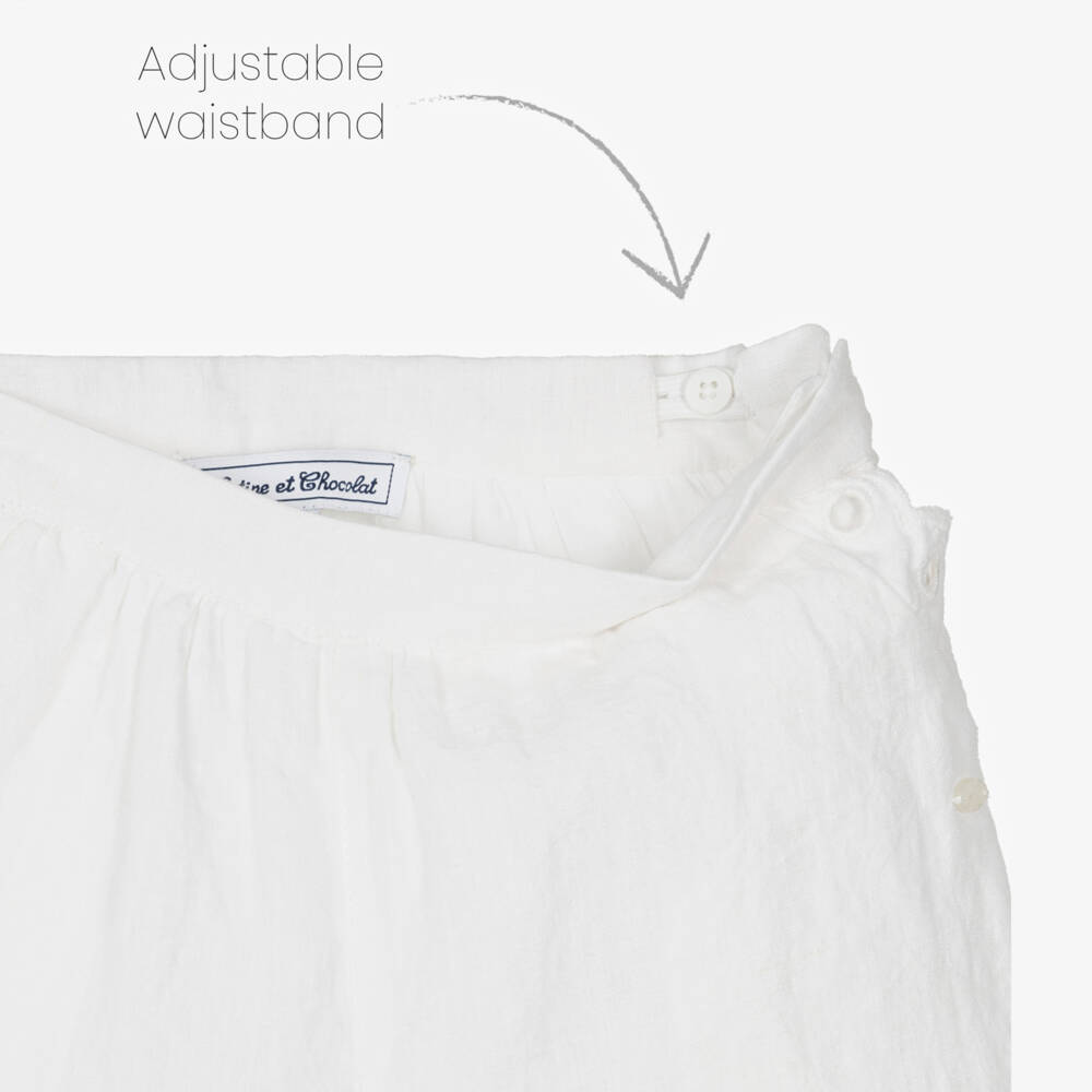 Tartine et Chocolat-Girls Ivory Linen Breezy Shorts | Childrensalon Outlet