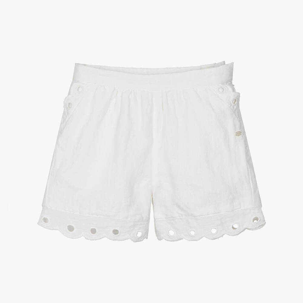 Tartine et Chocolat-Girls Ivory Linen Breezy Shorts | Childrensalon Outlet