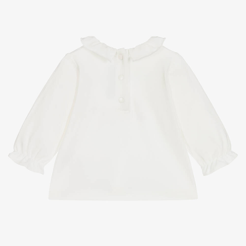 Tartine et Chocolat-Girls Ivory Modal & Cotton Top | Childrensalon Outlet