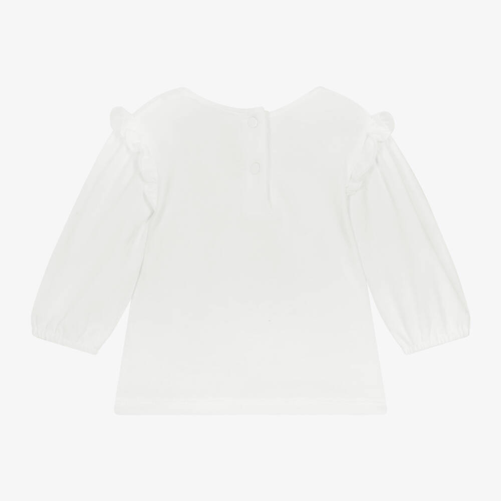 Tartine et Chocolat-Girls Ivory Mouse Long Sleeve Top | Childrensalon Outlet