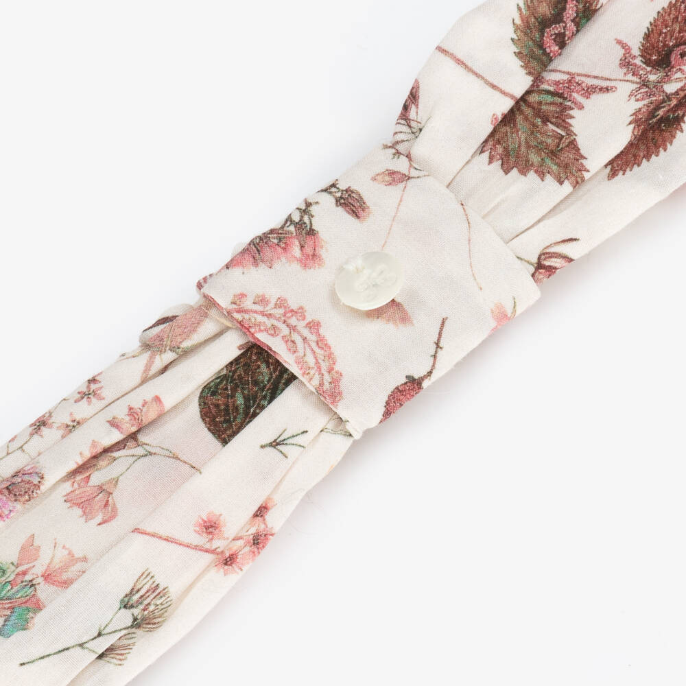 Tartine et Chocolat-Girls Ivory & Pink Floral Cotton Headband | Childrensalon Outlet