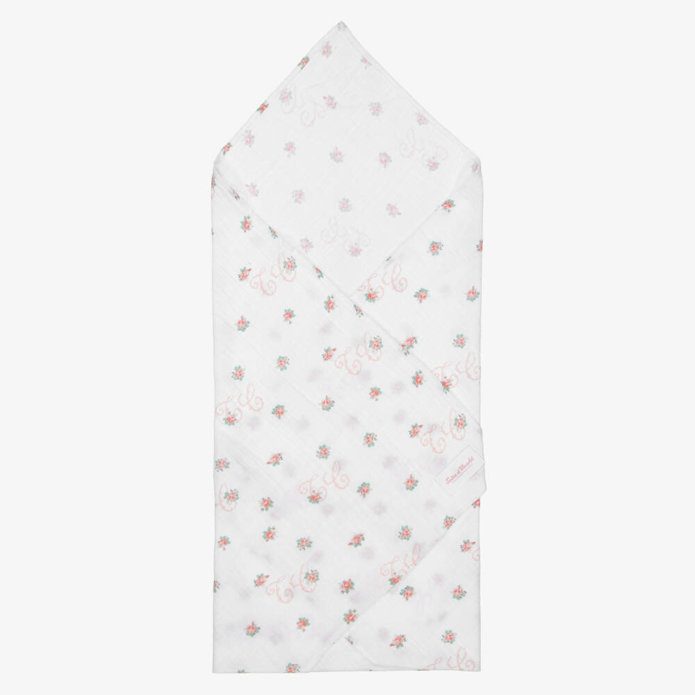 Tartine et Chocolat-Girls Ivory & Pink Floral Wrap | Childrensalon Outlet