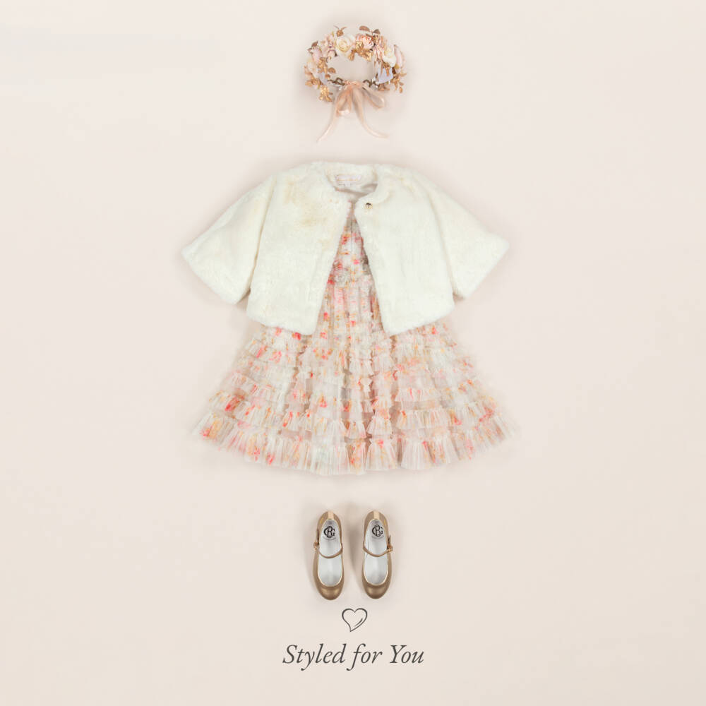 Tartine et Chocolat-Girls Ivory Plush Fur Coat | Childrensalon Outlet