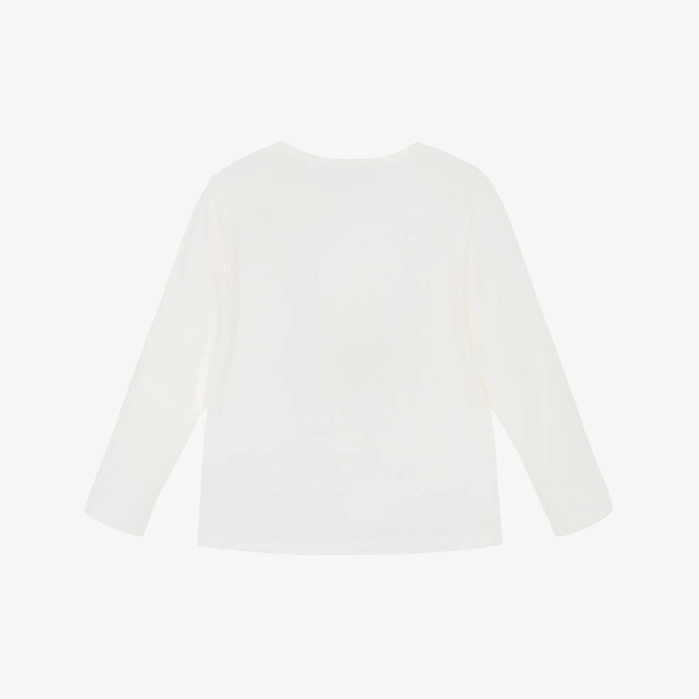 Tartine et Chocolat-Girls Ivory Printed Cotton Jersey Top | Childrensalon Outlet