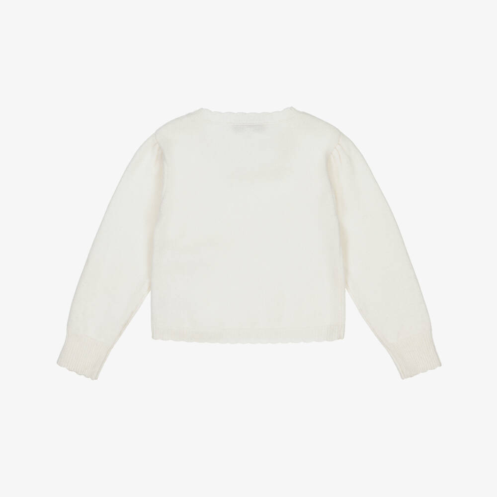 Tartine et Chocolat-Girls Ivory Rhinestone Detail Wool Jumper | Childrensalon Outlet