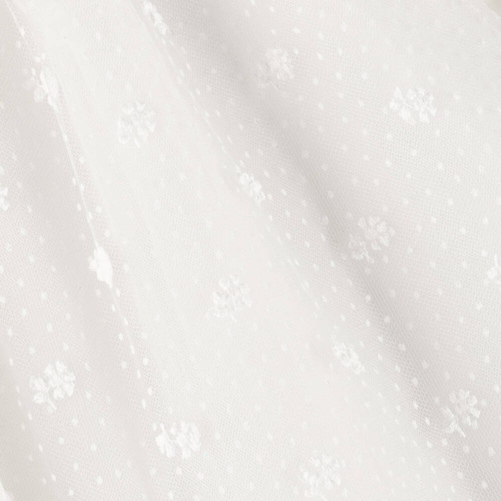 Tartine et Chocolat-Кремовое платье из шелкового бархата и тюля | Childrensalon Outlet