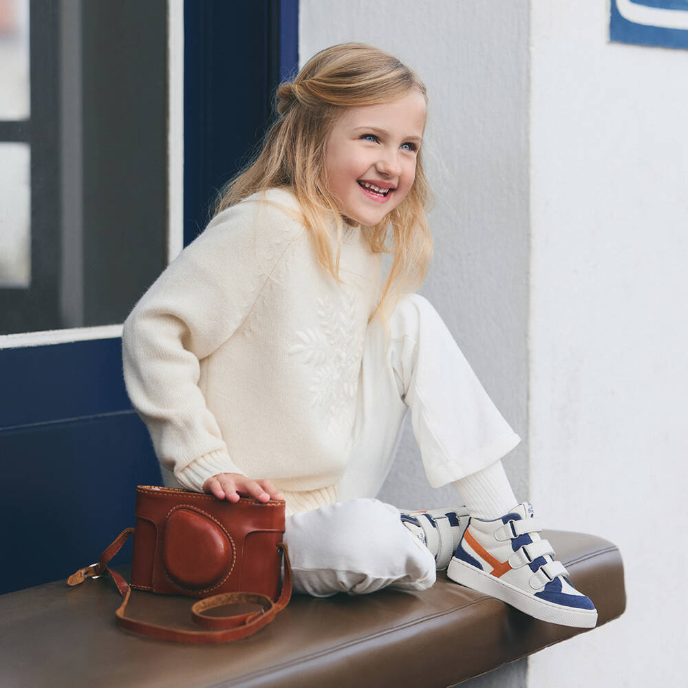 Tartine et Chocolat-Girls Ivory Snowflake Wool Knit Jumper | Childrensalon Outlet