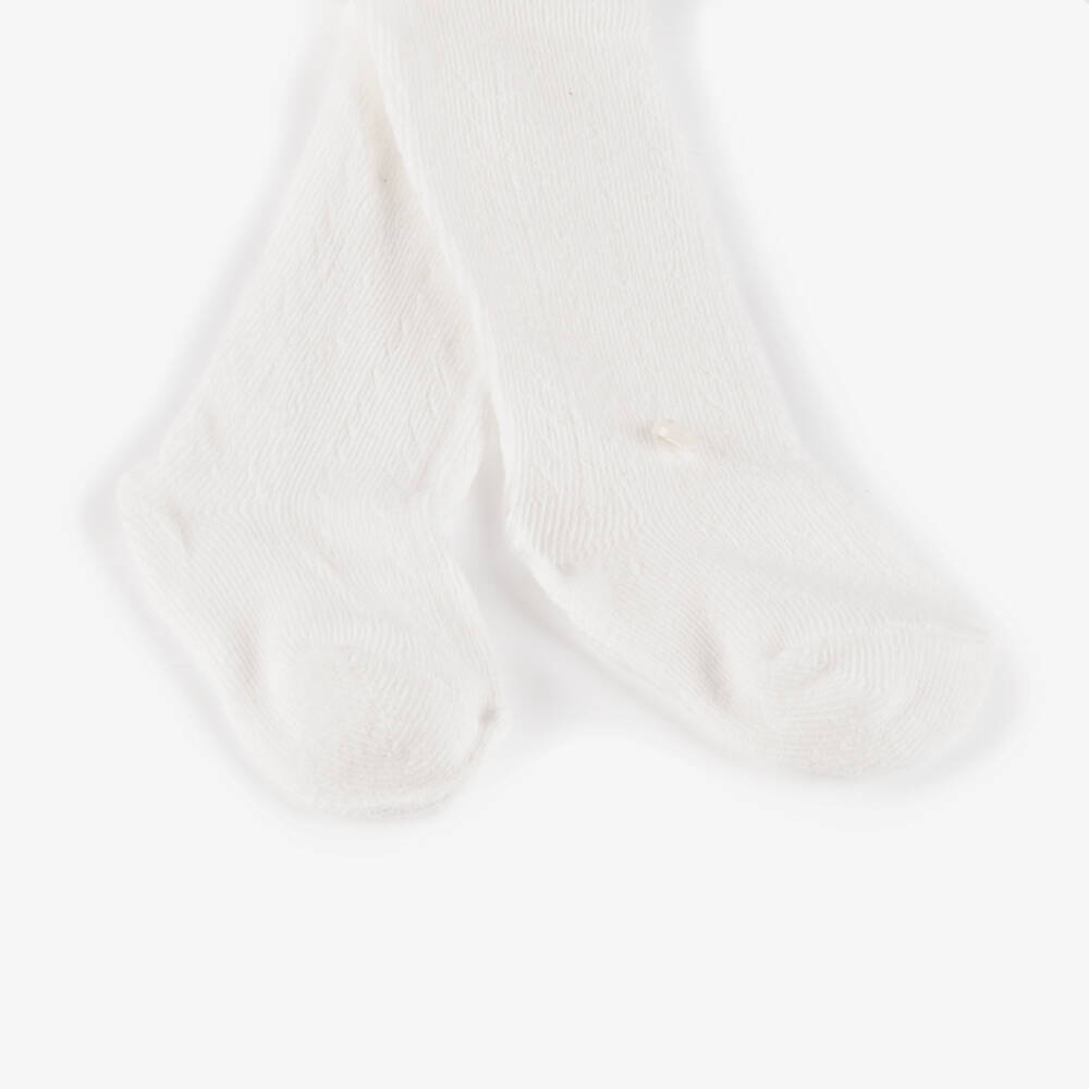 Tartine et Chocolat-Girls Ivory Soft Knit Tights | Childrensalon Outlet