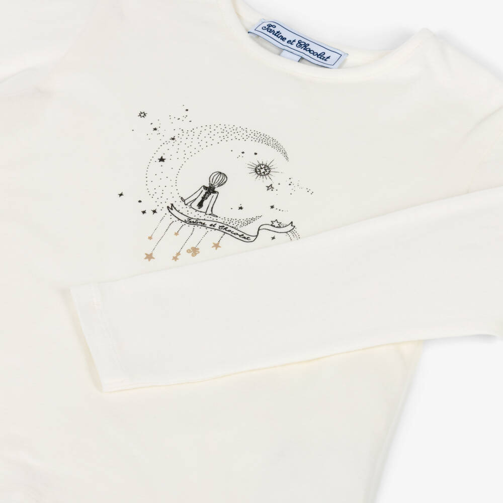 Tartine et Chocolat-Girls Ivory Starry Dream Print Cotton Jersey Top | Childrensalon Outlet