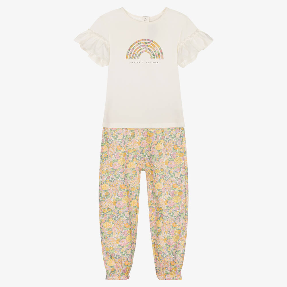 Tartine et Chocolat - Кремовая футболка и брюки в цветочек | Childrensalon