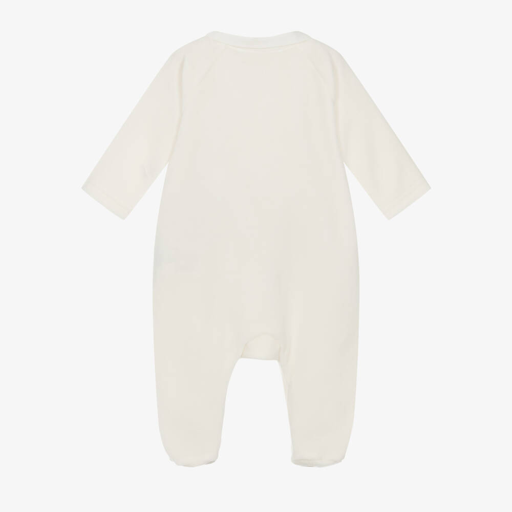 Tartine et Chocolat-Girls Ivory Velour Bunny Babygrow | Childrensalon Outlet