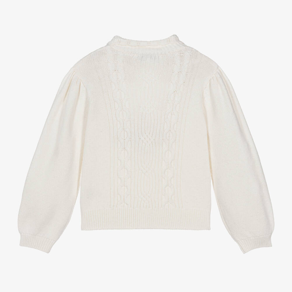Tartine et Chocolat-Girls Ivory Wool & Cashmere Pullover | Childrensalon Outlet