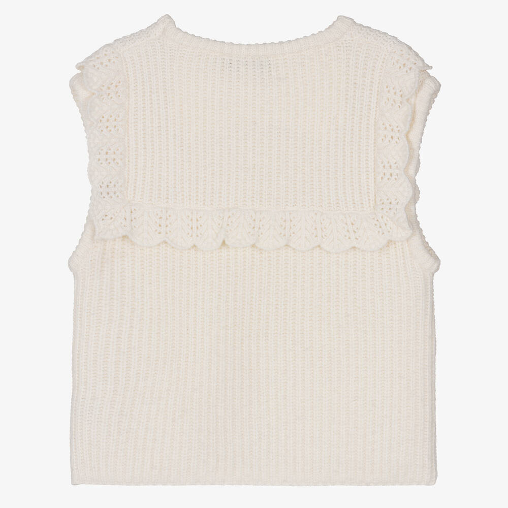 Tartine et Chocolat-Girls Ivory Wool & Cashmere Sweater Vest | Childrensalon Outlet
