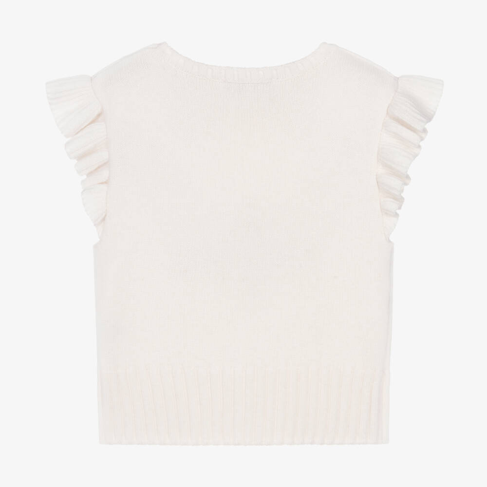 Tartine et Chocolat-Girls Ivory Wool & Cashmere Vest | Childrensalon Outlet