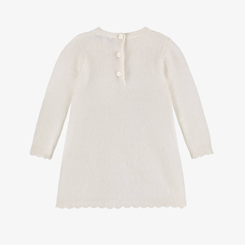 Tartine et Chocolat-Кремовое шерстяное платье с вышивкой для девочек | Childrensalon Outlet