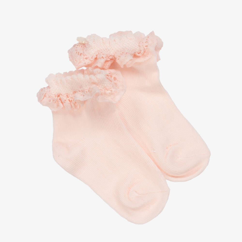 Tartine et Chocolat-Girls Lacy Pink Ankle Socks | Childrensalon Outlet