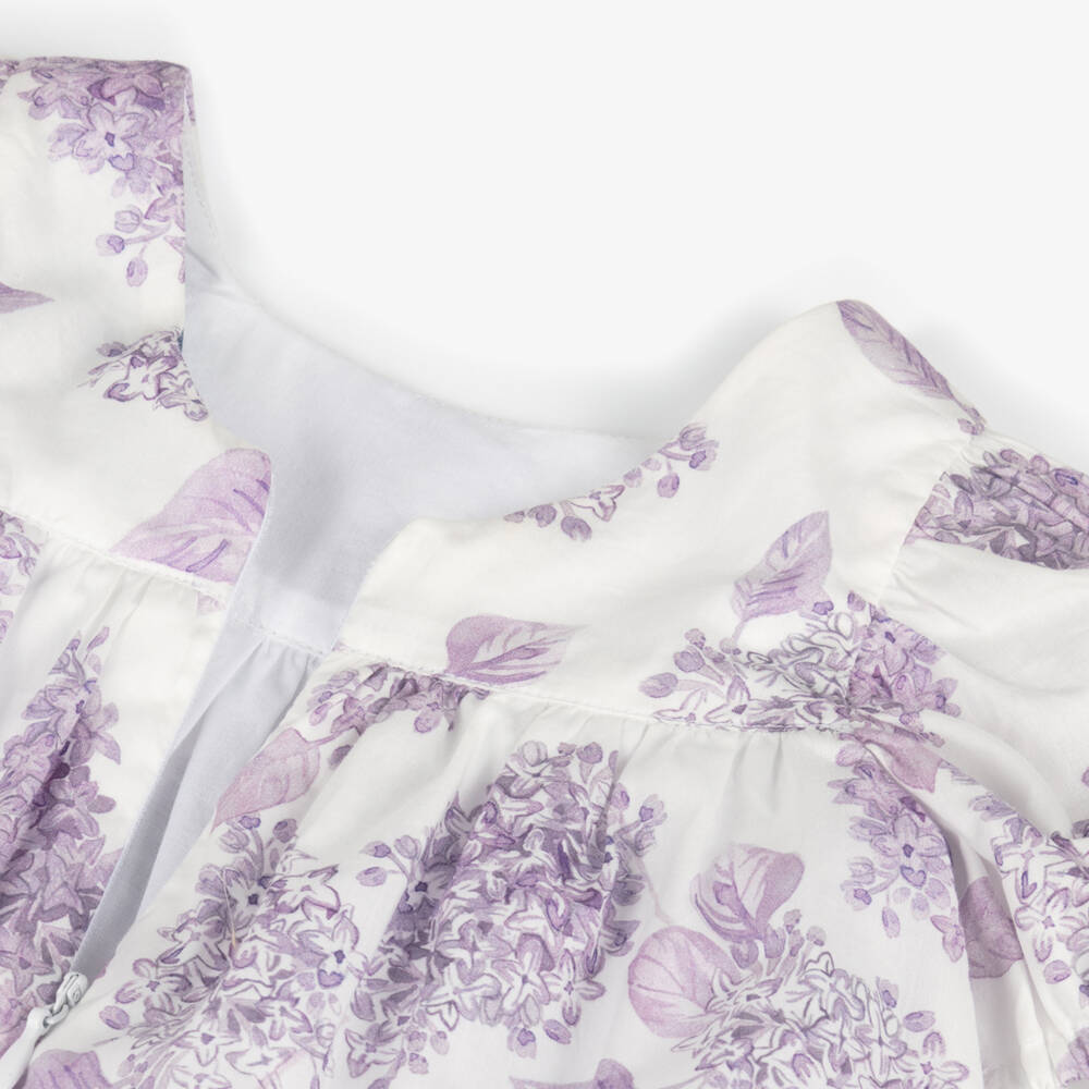 Tartine et Chocolat-Girls Lavender Blossom Cotton Frock | Childrensalon Outlet