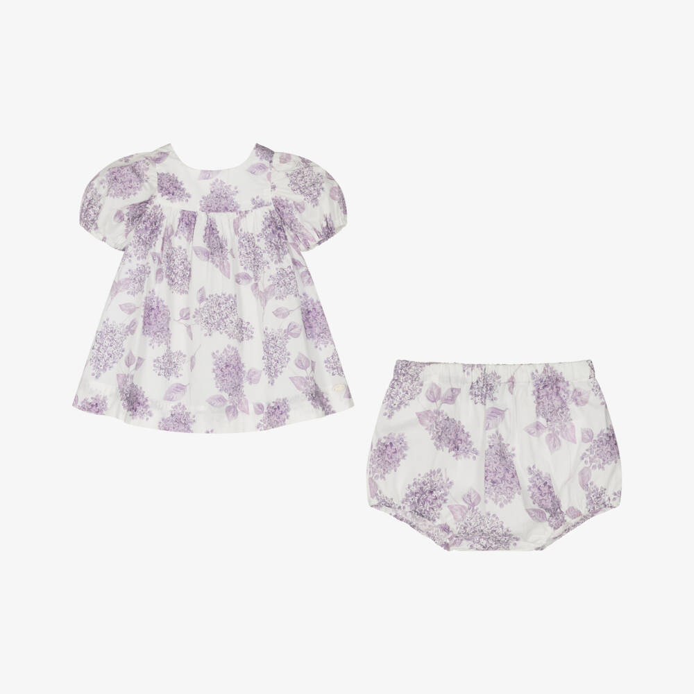 Tartine et Chocolat-Girls Lavender Blossom Cotton Frock | Childrensalon Outlet