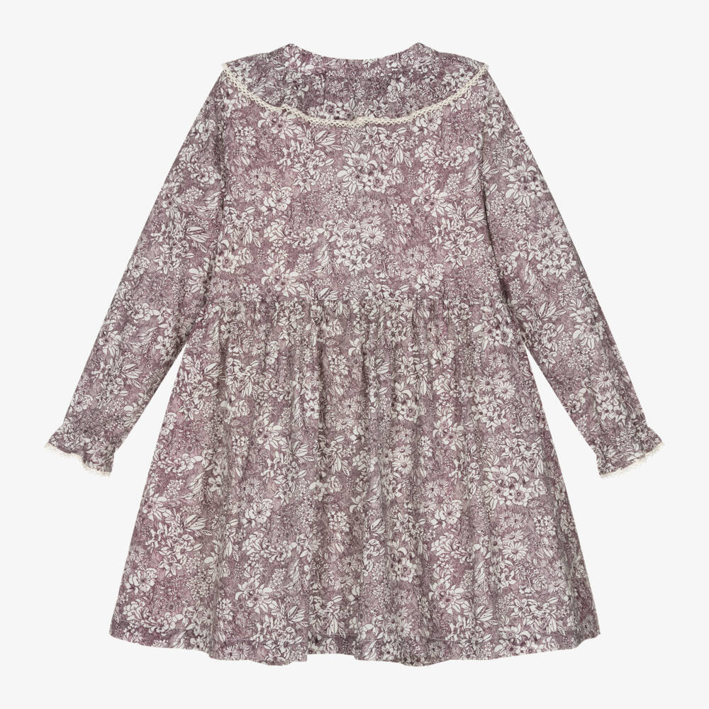 Tartine et Chocolat-Girls Lavender Floral Cotton Frock | Childrensalon Outlet