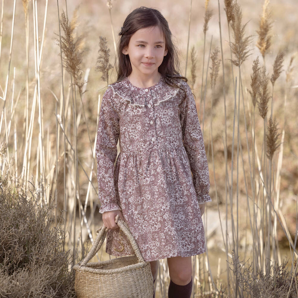 Tartine et Chocolat-Girls Lavender Floral Cotton Frock | Childrensalon Outlet