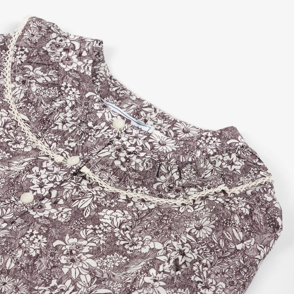 Tartine et Chocolat-Girls Lavender Floral Cotton Frock | Childrensalon Outlet