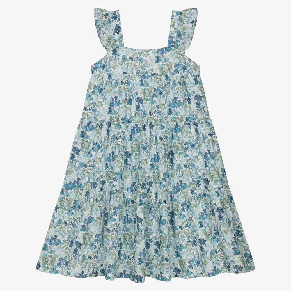 Tartine et Chocolat-Платье с цветочным принтом в стиле Liberty синее для девочек | Childrensalon Outlet