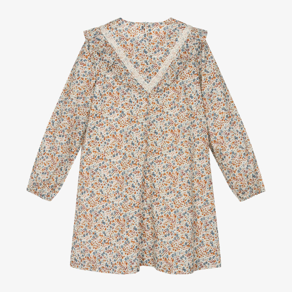 Tartine et Chocolat-فستان بطبعة ليبرتي قطن لون بني | Childrensalon Outlet