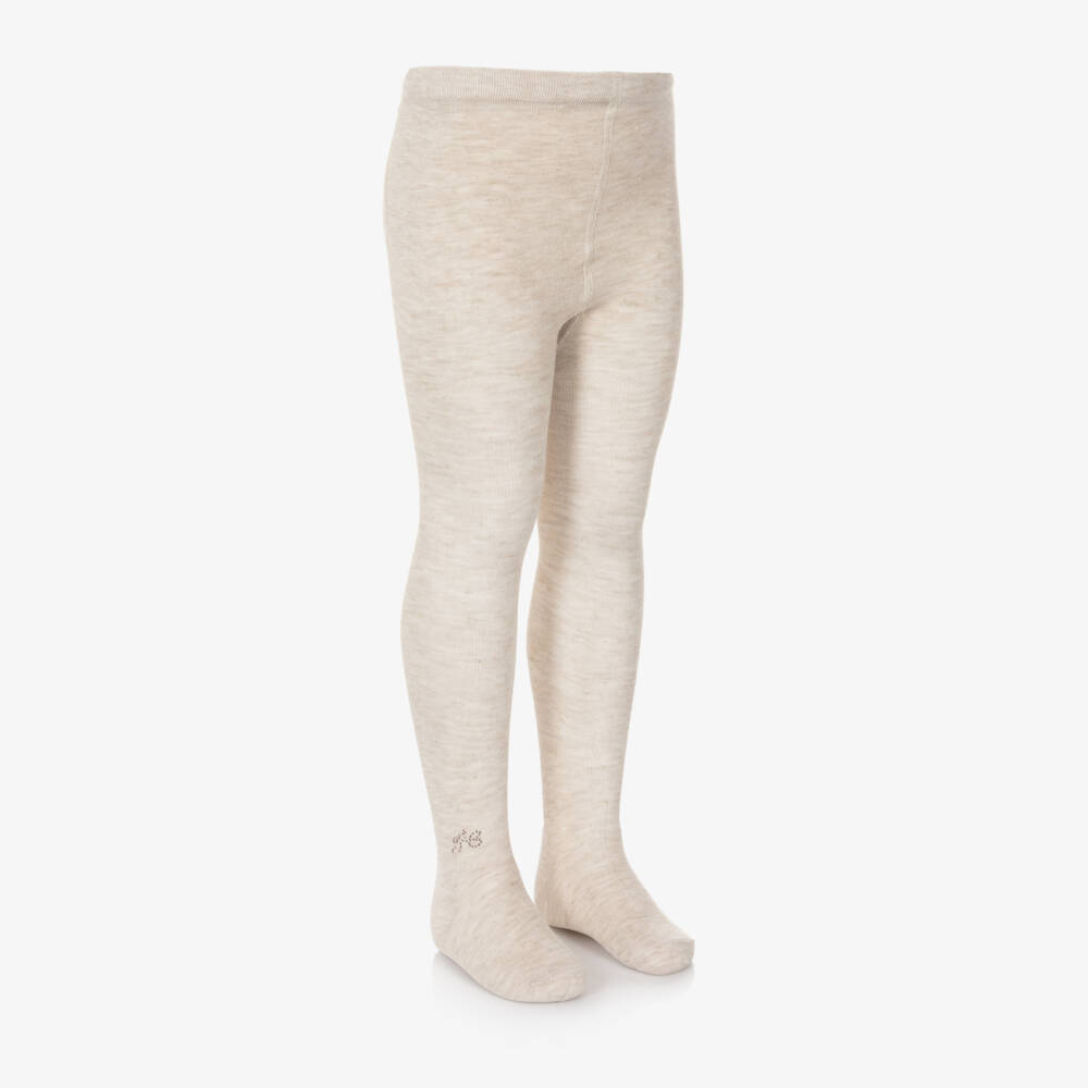 Tartine et Chocolat-Girls Light Beige Shimmer Tights | Childrensalon Outlet